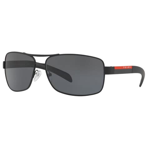 prada linea rossa ps 54is polarised rectangular sunglasses black grey